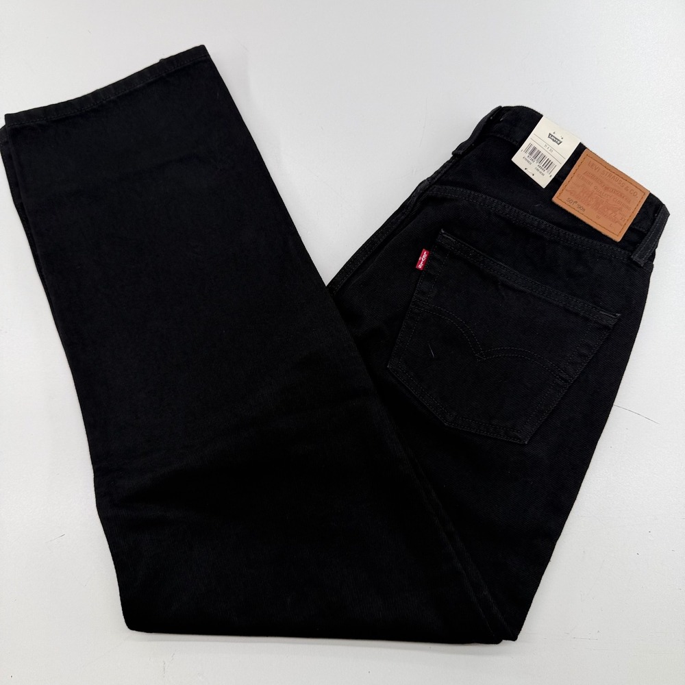 Levis 501 90s Womens Jeans Black Straight Leg Mid Rise 31x30 A1959-0035